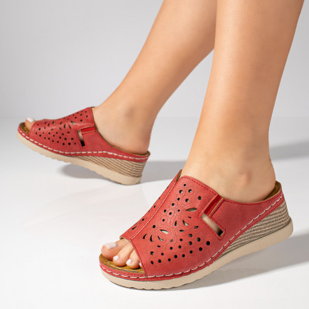 Papuci dama cu platforma rosii ZEF11514
