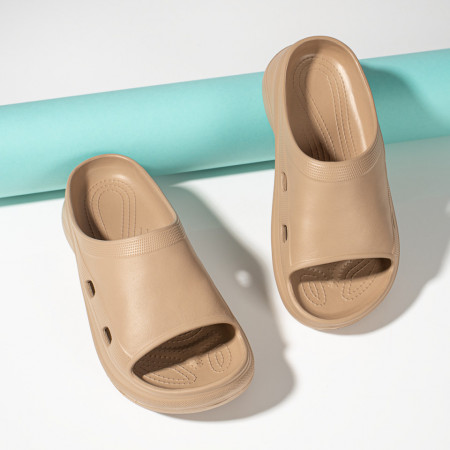 Papuci dama cu talpa groasa khaki MOD11481, 3, modlet.ro