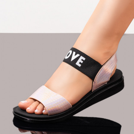 Sandale joase dama, Sandale cu talpa joasa dama cu bareta elastica roz MOD08488, modlet.ro