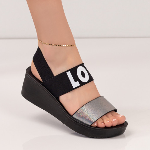 REDUCERI INCALTAMINTE, Sandale dama cu bareta elastica argintii MOD04199, modlet.ro