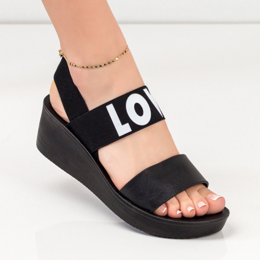 REDUCERI INCALTAMINTE, Sandale dama cu bareta elastica negre MOD04199, modlet.ro