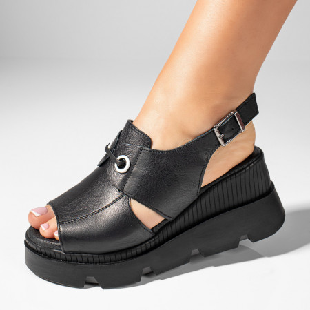 Sandale dama, Sandale dama cu platforma negre din Piele naturala MOD11413, modlet.ro