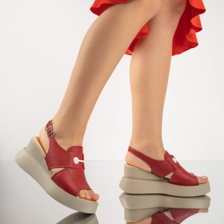 Sandale dama cu platforma rosu inchis din Piele naturala ZEF08901, 3, zeforia.ro