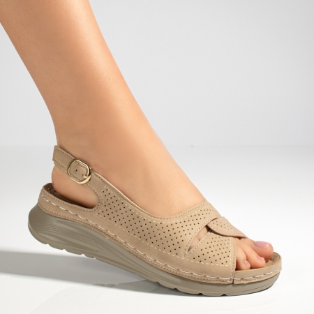 Sandale cu platforma, Sandale dama cu platforma si bareta bejMOD13386, modlet.ro