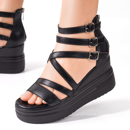 Sandale dama, Sandale dama cu platforma si barete negre MOD08544, modlet.ro