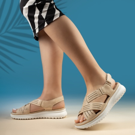 Sandale dama cu platforma si scai bej ZEF13583