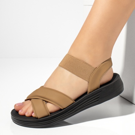 Sandale dama cu talpa groasa khaki MOD13393, 2, modlet.ro