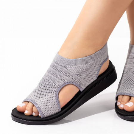 Sandale dama cu talpa joasa din material elastic gri ZEF08490