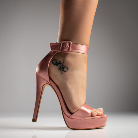 Sandale dama cu toc inalt si platforma roz ZEF08825