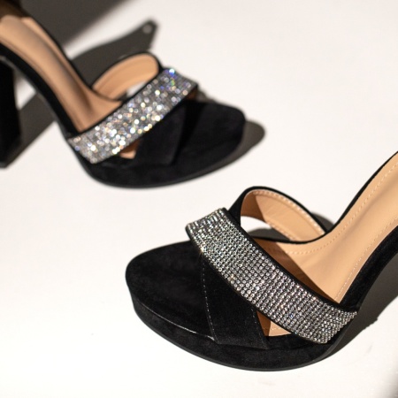 Sandale dama cu toc si platforma negru suede LIA33, 3, modlet.ro