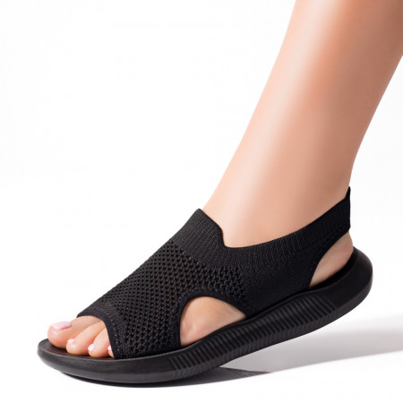 Incaltaminte dama, Sandale dama din material elastic negre MOD04143, modlet.ro