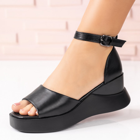 Sandale cu platforma, Sandale dama negre cu talpa groasa si bareta ZEF09138 - zeforia.ro
