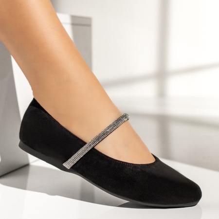 Balerini dama cu bareta si strasuri negru suede MOD13714, 3, modlet.ro
