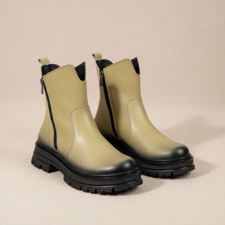 Bocanci dama cu fermoar verzi din Piele naturala MOD10459, 3, modlet.ro