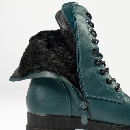 Bocanci dama cu siret si fermoar verzi MOD12628, 2, modlet.ro