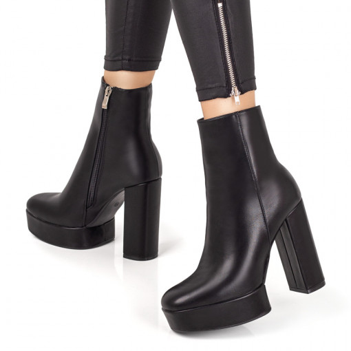 Botine dama negre cu platforma si toc inalt MOD07680, 2, modlet.ro