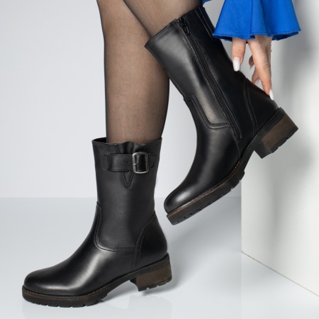 Cizme dama cu fermoar negre din Piele naturala MOD05616, 2, modlet.ro