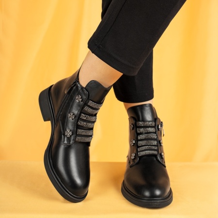 Cizme dama, Cizme dama cu fermoar negre MOD14090, modlet.ro