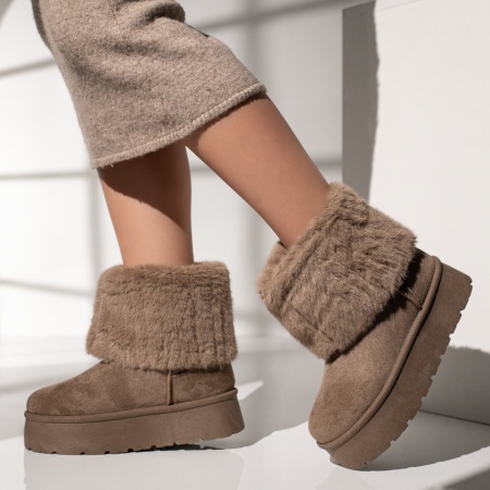 REDUCERI INCALTAMINTE, Cizme dama khaki suede tip UG MOD12406, modlet.ro