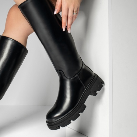 Cizme dama, Cizme dama negre cu fermoar MOD07504, modlet.ro