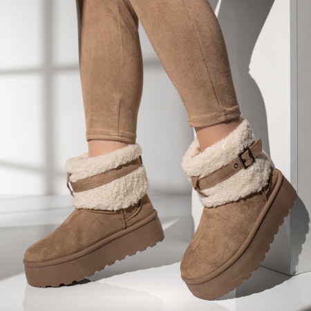 Incaltaminte dama, Cizme dama scurte khaki tip UG MOD12902, modlet.ro