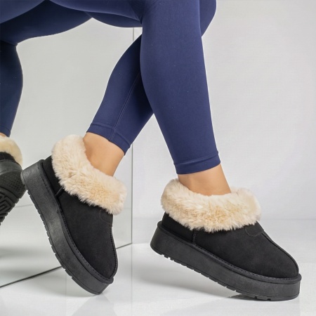 Cizme scurte dama tip UG negru suede EMA45, 2, modlet.ro