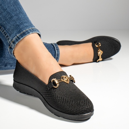 Pantofi dama, Espadrile dama cu accesoriu decorativ negre MOD13055, modlet.ro