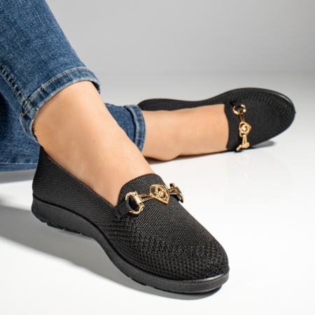 Espadrile casual dama, Espadrile dama cu accesoriu decorativ negre ZEF13055, zeforia.ro