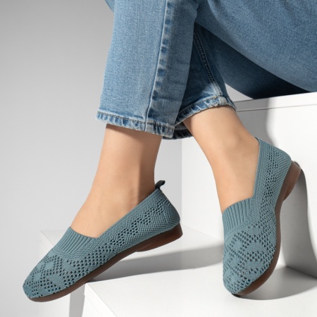 Pantofi dama, Espadrile dama cu perforatii si talpa joasa albastru deschis MOD13063, modlet.ro