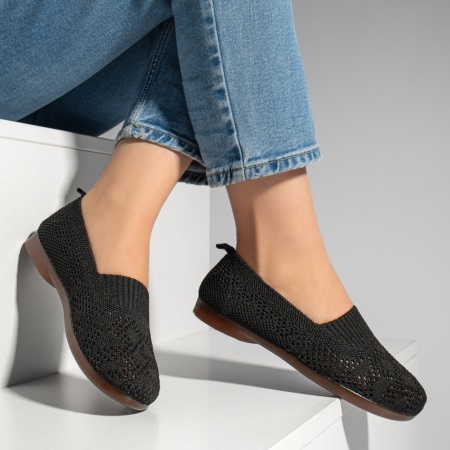 Espadrile dama cu perforatii si talpa joasa negre MOD13063, 3, modlet.ro