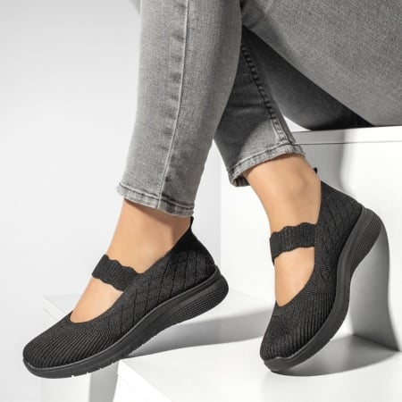 Espadrile dama cu talpa groasa negre ZEF13180