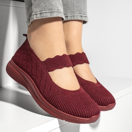 Espadrile dama cu talpa groasa visinii EMA12, 3, modlet.ro