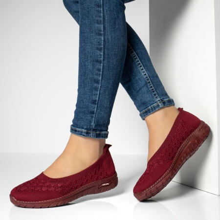 Espadrile dama din material textil cu perforatii visinii MOD13058, 3, modlet.ro