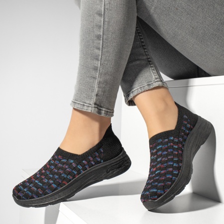 Incaltaminte dama, Espadrile sport dama cu talpa groasa negre MOD13174, modlet.ro