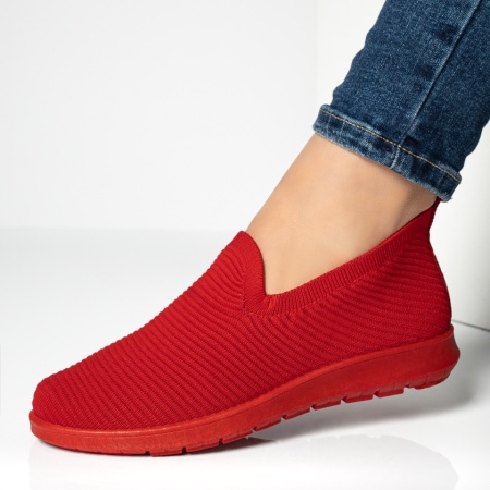 Incaltaminte dama, Espadrile sport dama din material textil rosii MOD13053, modlet.ro