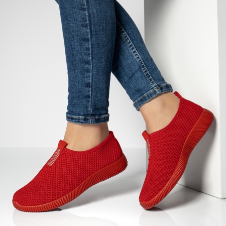 Espadrile sport dama, Espadrile sport dama din material textil rosii MOD13057, modlet.ro