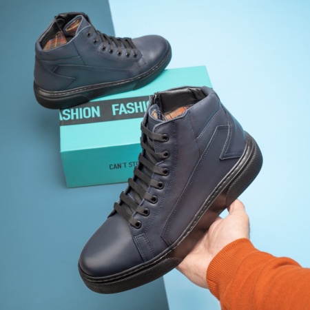 REDUCERI INCALTAMINTE, Ghete barbati albastre din Piele Naturala MOD12513, modlet.ro