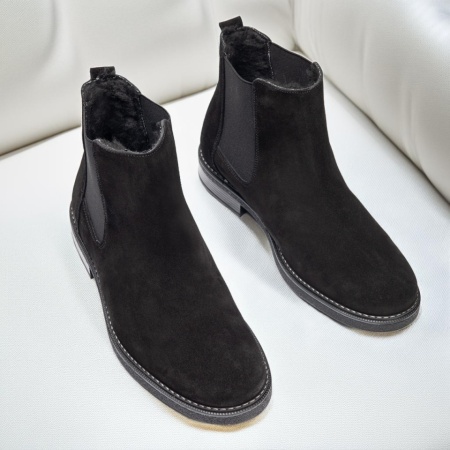 Ghete barbati negre suede din Piele naturala ZEF07476, 3, zeforia.ro