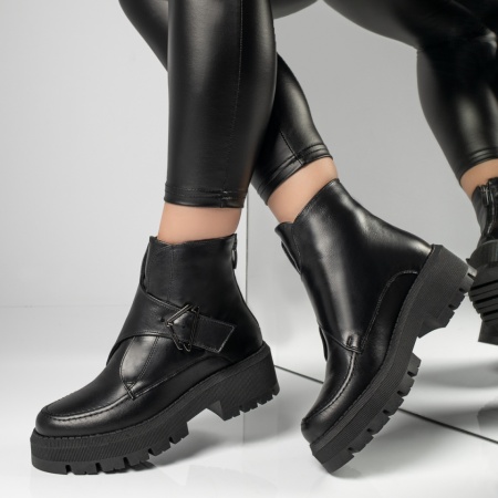 Ghete dama cu catarame negre din Piele naturala MOD12317, 3, modlet.ro