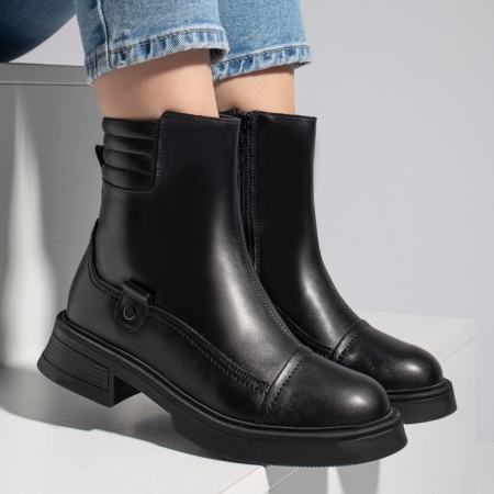 Ghete dama cu fermoar negre din Piele naturala MOD12659, 3, modlet.ro