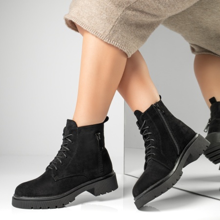 REDUCERI INCALTAMINTE, Ghete dama cu fermoar negru suede MOD12837, modlet.ro
