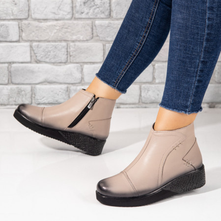 REDUCERI INCALTAMINTE, Ghete dama cu platforma gri din Piele naturala MOD10454, modlet.ro
