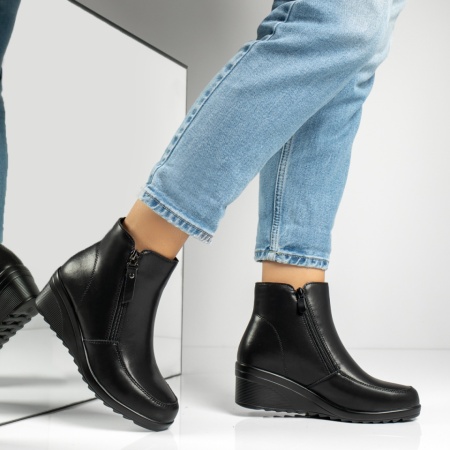 Ghete dama cu platforma si fermoar negre din Piele naturala MOD14005, 3, modlet.ro