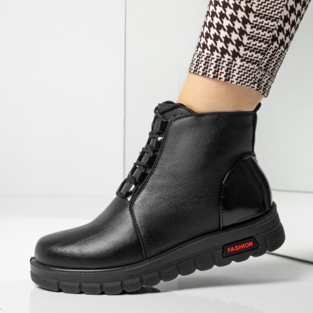 Ghete Dama, Ghete dama cu siret si fermoar negre MOD10268, modlet.ro