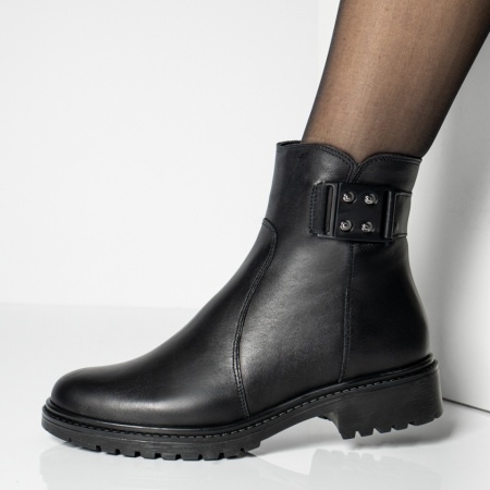 Ghete dama cu talpa joasa negre din Piele naturala MOD0351, 3, modlet.ro