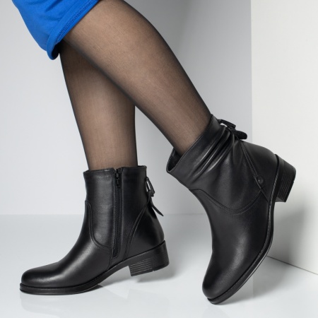 Ghete dama cu toc mic si fermoar negre din Piele naturala MOD05668, 2, modlet.ro