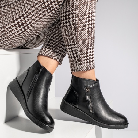 Ghete dama scurte cu fermoar negre MOD07071, 3, modlet.ro