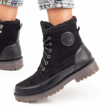 Ghete negre suede cu siret si fermoar dama MOD06845, 3, modlet.ro