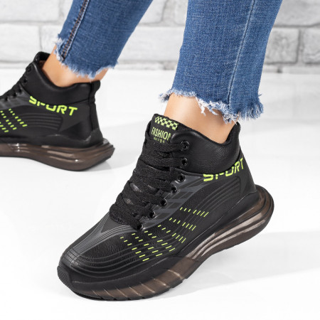 Ghete sport negre cu verde unisex MOD06748, 3, modlet.ro