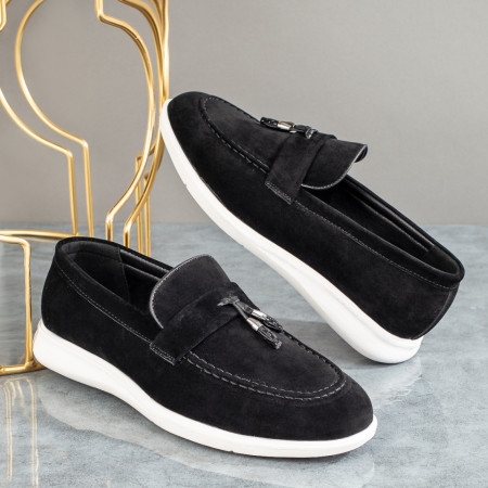 Mocasini barbati cu ciucuri negri suede MOD09056, 3, modlet.ro